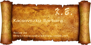 Kacsovszky Barbara névjegykártya