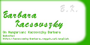 barbara kacsovszky business card